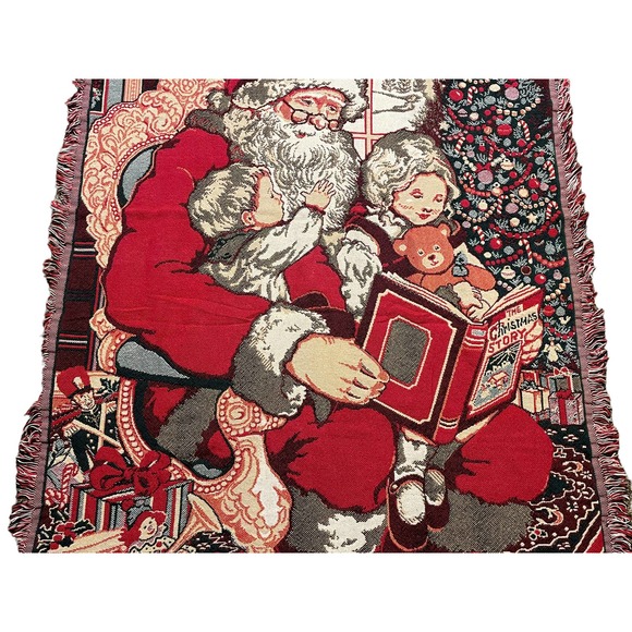 Christmas Throw Woven Blanket Santa Tapestry We Believe In Christmas Nice 68x46 - Picture 4 of 6